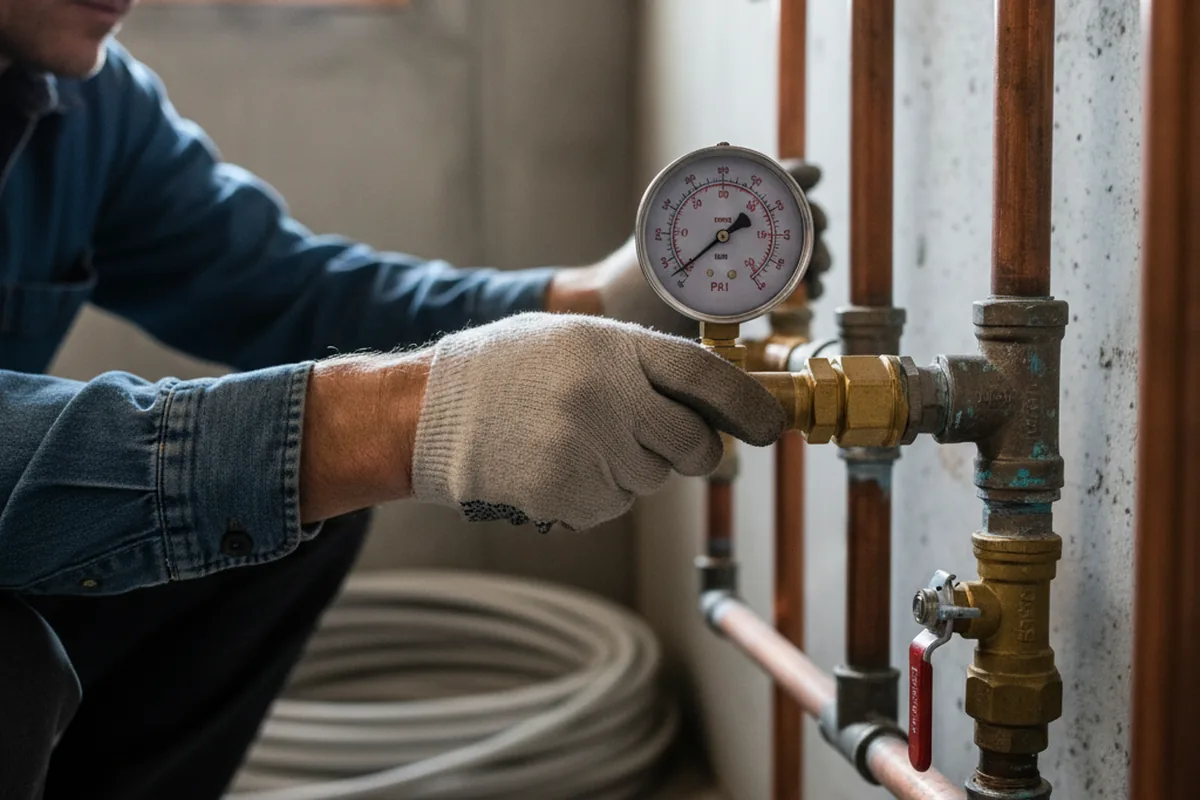 Pressure testing a repaired line during Water Line Repair in Silverdale